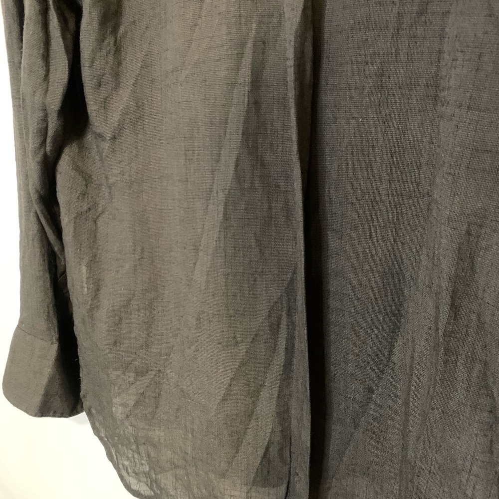 Free People Long Sleeve Dark Green Button Down Top Blouse Size S Plaid Detail - Picture 4 of 8